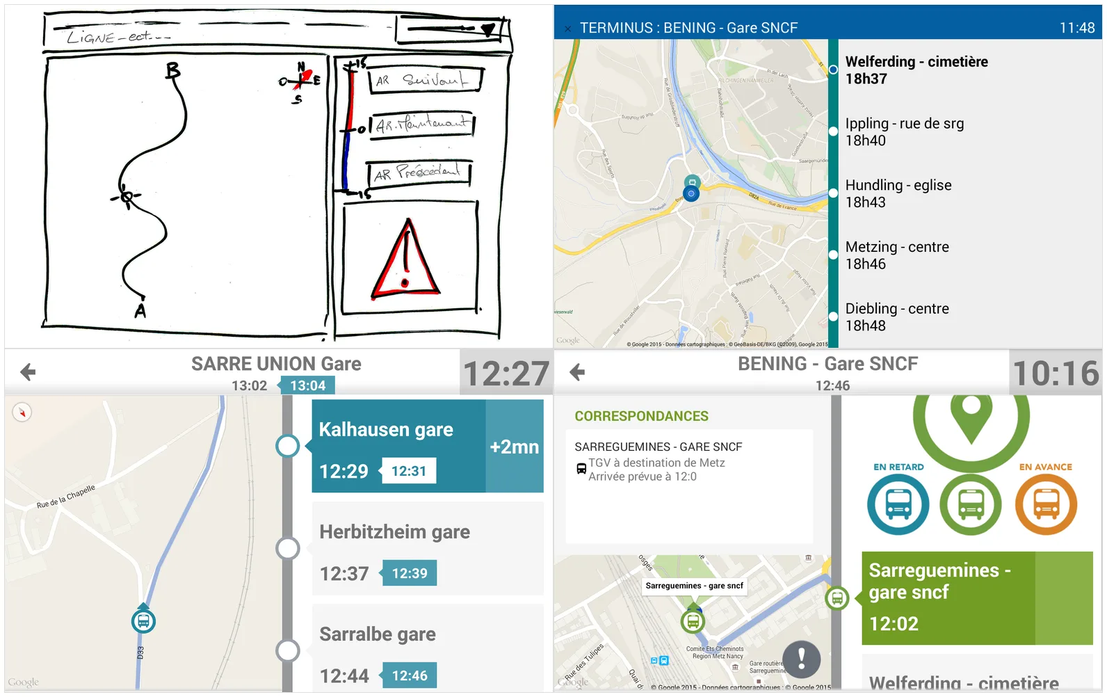 Du croquis dessiné par les conducteurs à l'écran final