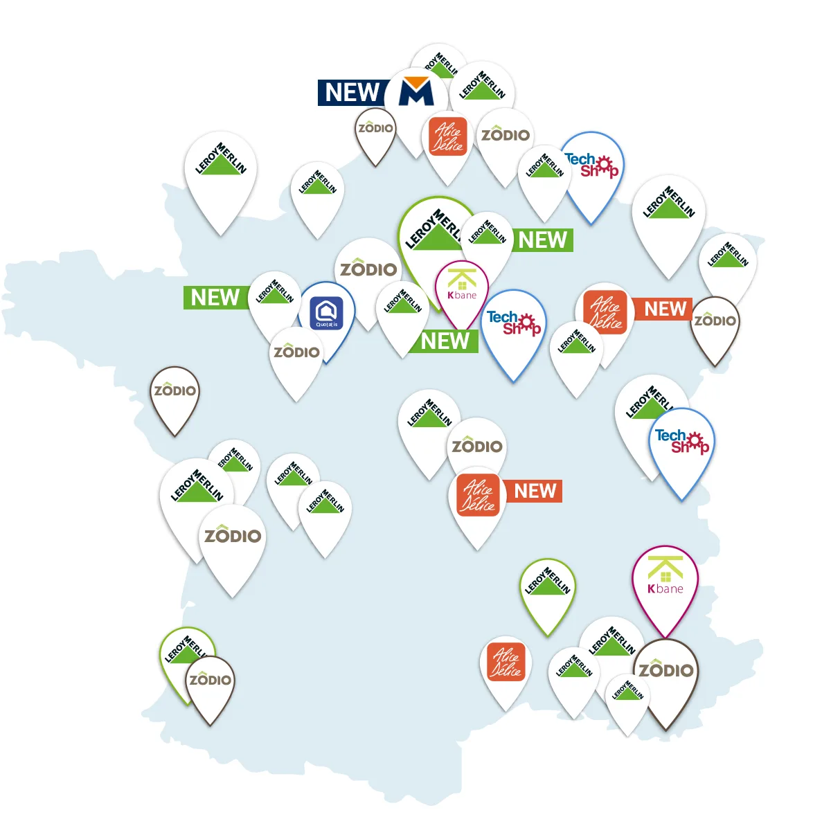 Le déploiement en France, enseigne par enseigne