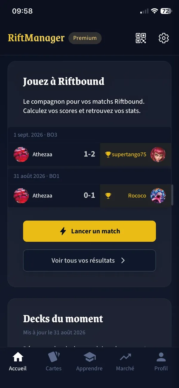 RiftManager · écran 1